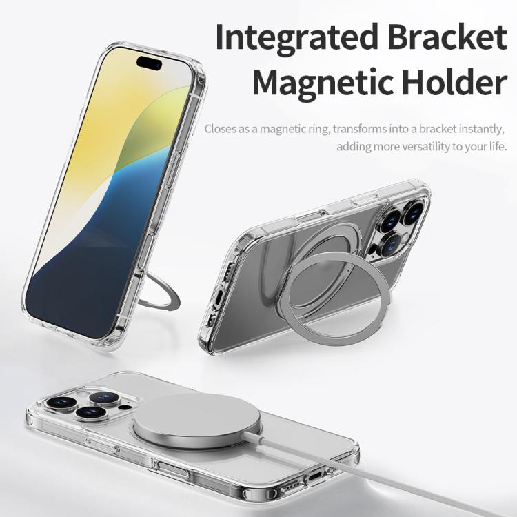 ROCK JingDun Series Clear Rotating MagSafe Holder PC Hybrid TPU Phone Case, For iPhone 16 Pro Max, For iPhone 16 Pro Apple Accessories engroc5591 iPhone 16 Pro Max - ROCK - Mobile Lens - Mobile Camera Lens - Cellphone Accessories - Phone Lens - Smartphone Lens