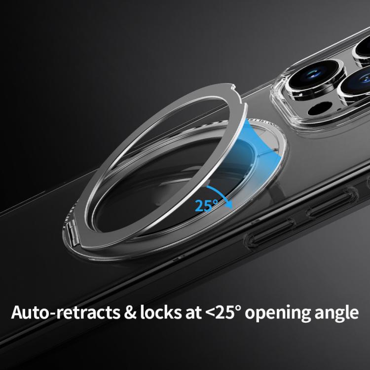 ROCK JingDun Series Clear Rotating MagSafe Holder PC Hybrid TPU Phone Case, For iPhone 16 Pro Max, For iPhone 16 Pro Apple Accessories engroc5591 iPhone 16 Pro Max - ROCK - Mobile Lens - Mobile Camera Lens - Cellphone Accessories - Phone Lens - Smartphone Lens