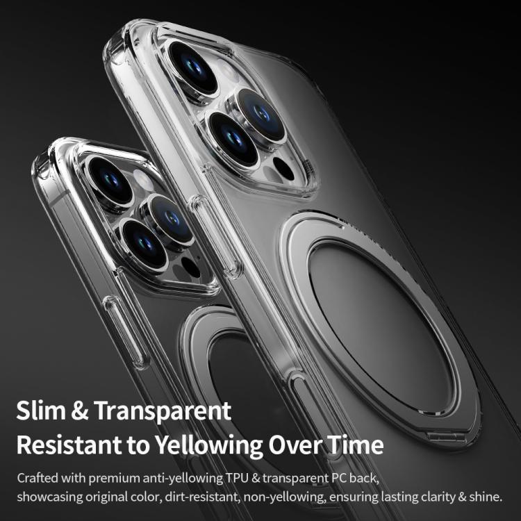 ROCK JingDun Series Clear Rotating MagSafe Holder PC Hybrid TPU Phone Case, For iPhone 16 Pro Max, For iPhone 16 Pro Apple Accessories engroc5591 iPhone 16 Pro Max - ROCK - Mobile Lens - Mobile Camera Lens - Cellphone Accessories - Phone Lens - Smartphone Lens