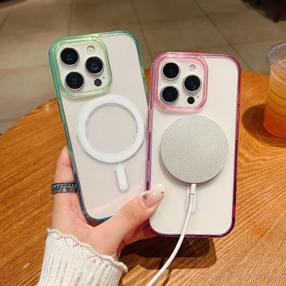 Contrast Color Gradient Transparent MagSafe Phone Case, For iPhone 11, For iPhone 11 Pro Apple Accessories engcon5655 More iPhone Cases - APEXEL INDIA - Mobile Lens - Mobile Camera Lens - Cellphone Accessories - Phone Lens - Smartphone Lens