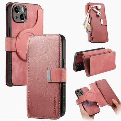 CaseNeo MagSafe RFID Anti-theft Zipper Wallet Retro Leather Phone Case, For iPhone 15, For iPhone 14