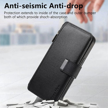 CaseNeo MagSafe RFID Anti-theft Zipper Wallet Retro Leather Phone Case, For iPhone 15, For iPhone 14