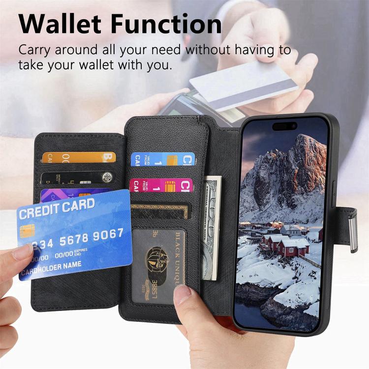 CaseNeo MagSafe RFID Anti-theft Zipper Wallet Retro Leather Phone Case, For iPhone 15, For iPhone 14