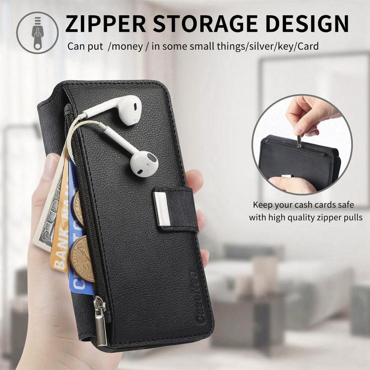 CaseNeo MagSafe RFID Anti-theft Zipper Wallet Retro Leather Phone Case, For iPhone 15, For iPhone 14