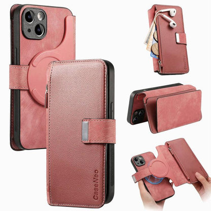 CaseNeo MagSafe RFID Anti-theft Zipper Wallet Retro Leather Phone Case, For iPhone 15, For iPhone 14