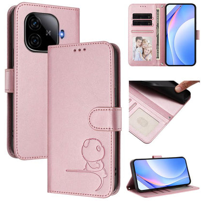 Litter Panda Embossing RFID Leather Phone Case with Lanyard, For vivo iQOO Z9 / Z9 Turbo, For vivo V30 / V30 Pro, For vivo V29e / Y200 5G / V30 Lite 5G, For vivo Y36 5G / 4G / India