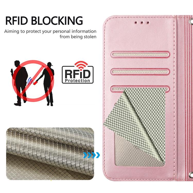 Litter Panda Embossing RFID Leather Phone Case with Lanyard, For vivo iQOO Z9 / Z9 Turbo, For vivo V30 / V30 Pro, For vivo V29e / Y200 5G / V30 Lite 5G, For vivo Y36 5G / 4G / India