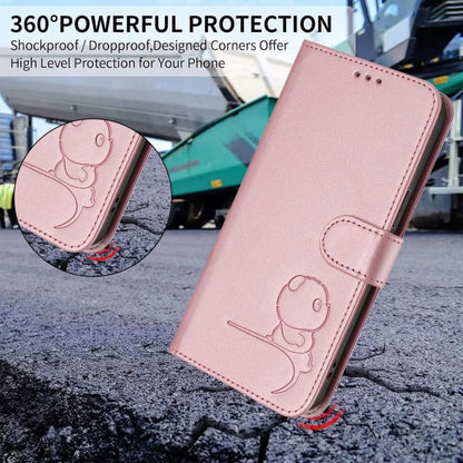 Litter Panda Embossing RFID Leather Phone Case with Lanyard, For vivo iQOO Z9s Pro / T3 Pro India, For vivo Y03 / Y18 India / Y28s, For vivo V40 Lite 5G / V30e 5G, For vivo S19