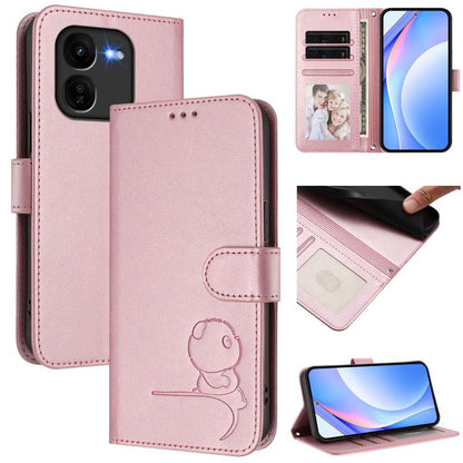 Litter Panda Embossing RFID Leather Phone Case with Lanyard, For vivo Y28 4G, For vivo X100s, For vivo Y38 / T3x, For vivo iQOO Z9x