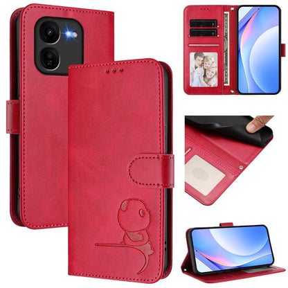 Litter Panda Embossing RFID Leather Phone Case with Lanyard, For vivo Y28 4G, For vivo X100s, For vivo Y38 / T3x, For vivo iQOO Z9x