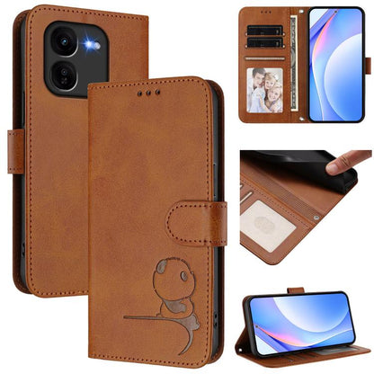 Litter Panda Embossing RFID Leather Phone Case with Lanyard, For vivo Y28 4G, For vivo X100s, For vivo Y38 / T3x, For vivo iQOO Z9x