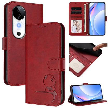 Litter Panda Embossing RFID Leather Phone Case with Lanyard, For vivo iQOO Z9s Pro / T3 Pro India, For vivo Y03 / Y18 India / Y28s, For vivo V40 Lite 5G / V30e 5G, For vivo S19