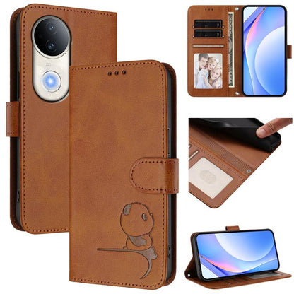 Litter Panda Embossing RFID Leather Phone Case with Lanyard, For vivo Y29s 5G / Y04 5G, For vivo Y19s 4G / Y29 5G, For vivo S20, For vivo S20 Pro