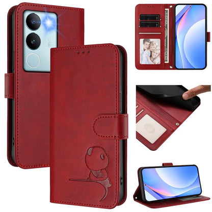 Litter Panda Embossing RFID Leather Phone Case with Lanyard, For vivo Y36 5G / 4G / India, For vivo V29 / V29 Pro, For vivo Y17s, For vivo Y02A / Y02 / Y11 2023 / Y02t