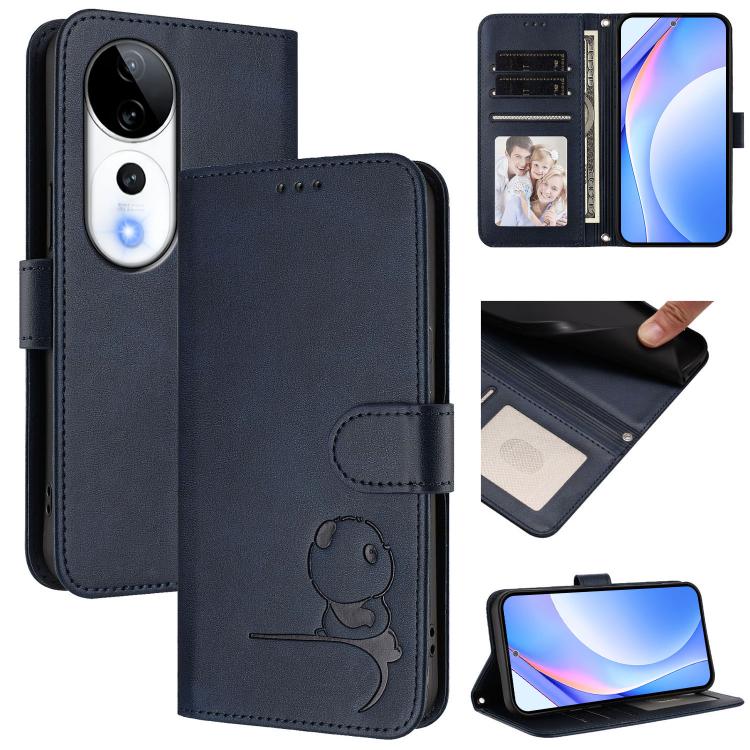 Litter Panda Embossing RFID Leather Phone Case with Lanyard, For vivo Y300 / V40 Lite 5G IDN, For vivo X200 Pro mini, For vivo V40e / iQOO Z9s, For vivo V40 / V40 Pro / T3 Ultra