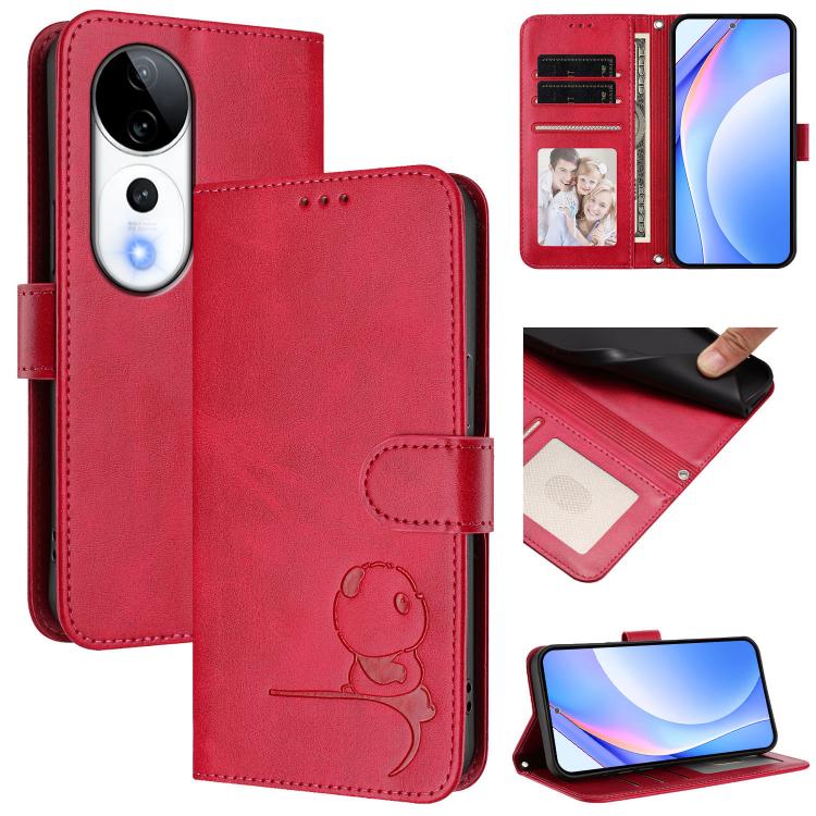 Litter Panda Embossing RFID Leather Phone Case with Lanyard, For vivo Y300 / V40 Lite 5G IDN, For vivo X200 Pro mini, For vivo V40e / iQOO Z9s, For vivo V40 / V40 Pro / T3 Ultra