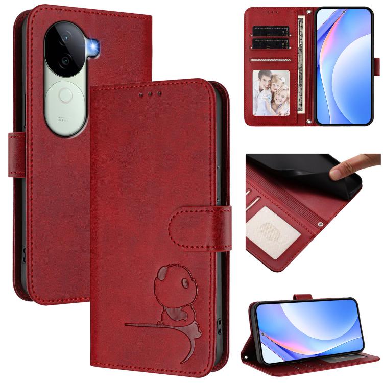 Litter Panda Embossing RFID Leather Phone Case with Lanyard, For vivo Y300 / V40 Lite 5G IDN, For vivo X200 Pro mini, For vivo V40e / iQOO Z9s, For vivo V40 / V40 Pro / T3 Ultra