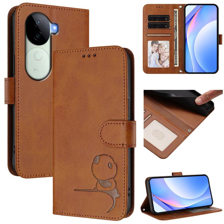 Litter Panda Embossing RFID Leather Phone Case with Lanyard, For vivo Y300 / V40 Lite 5G IDN, For vivo X200 Pro mini, For vivo V40e / iQOO Z9s, For vivo V40 / V40 Pro / T3 Ultra