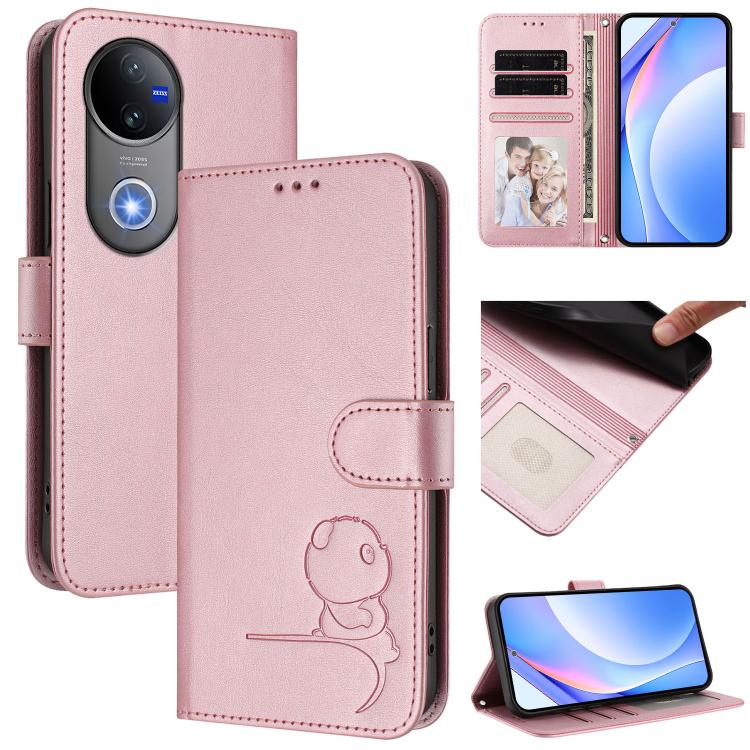 Litter Panda Embossing RFID Leather Phone Case with Lanyard, For vivo Y29 4G / T4x / Y300t / iQOO Z10x, For vivo V50 / V50e, For vivo V50 Lite 5G / 4G, For vivo Y39 5G