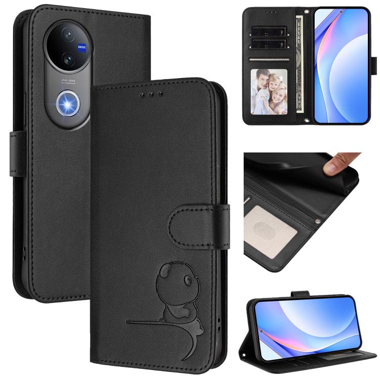 Litter Panda Embossing RFID Leather Phone Case with Lanyard, For vivo Y29 4G / T4x / Y300t / iQOO Z10x, For vivo V50 / V50e, For vivo V50 Lite 5G / 4G, For vivo Y39 5G