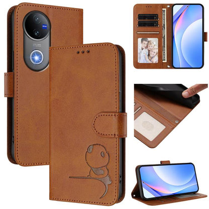Litter Panda Embossing RFID Leather Phone Case with Lanyard, For vivo Y29 4G / T4x / Y300t / iQOO Z10x, For vivo V50 / V50e, For vivo V50 Lite 5G / 4G, For vivo Y39 5G