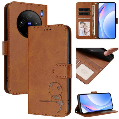 Litter Panda Embossing RFID Leather Phone Case with Lanyard, For vivo Y28 4G, For vivo X100s, For vivo Y38 / T3x, For vivo iQOO Z9x