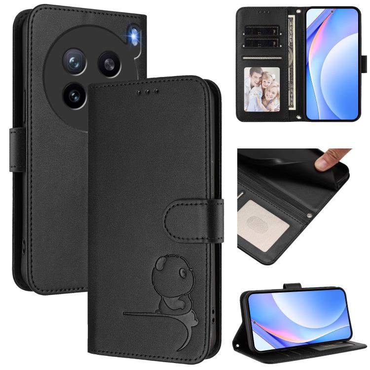 Litter Panda Embossing RFID Leather Phone Case with Lanyard, For vivo Y400 4G, For vivo V60 5G, For vivo X200s, For vivo Y300 Pro+ / T4 / iQOO Z10