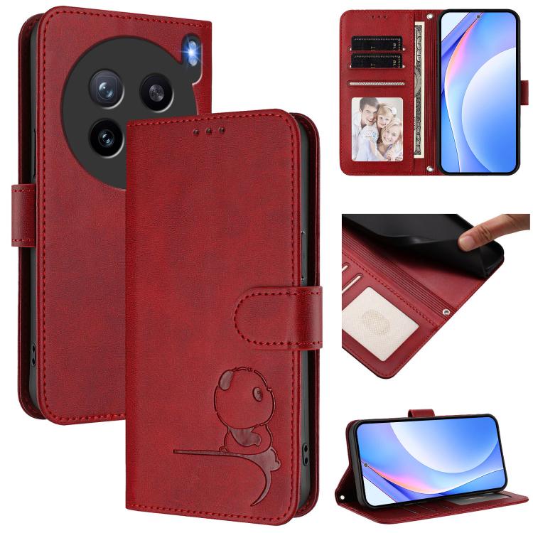 Litter Panda Embossing RFID Leather Phone Case with Lanyard, For vivo Y400 4G, For vivo V60 5G, For vivo X200s, For vivo Y300 Pro+ / T4 / iQOO Z10