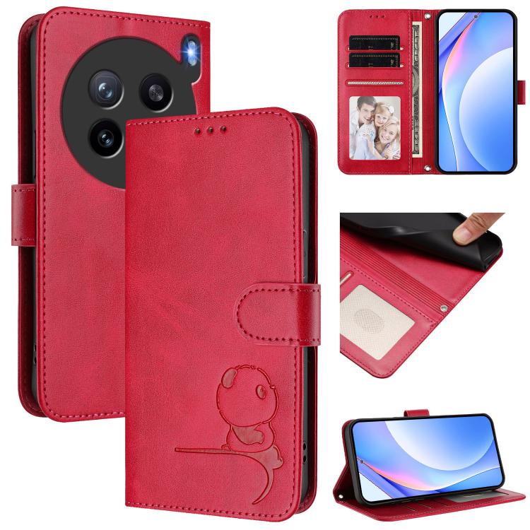 Litter Panda Embossing RFID Leather Phone Case with Lanyard, For vivo Y400 4G, For vivo V60 5G, For vivo X200s, For vivo Y300 Pro+ / T4 / iQOO Z10