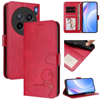 Litter Panda Embossing RFID Leather Phone Case with Lanyard, For vivo Y400 4G, For vivo V60 5G, For vivo X200s, For vivo Y300 Pro+ / T4 / iQOO Z10