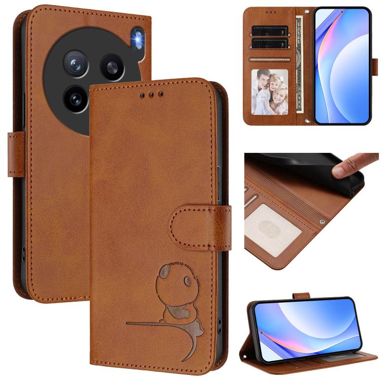 Litter Panda Embossing RFID Leather Phone Case with Lanyard, For vivo Y400 4G, For vivo V60 5G, For vivo X200s, For vivo Y300 Pro+ / T4 / iQOO Z10