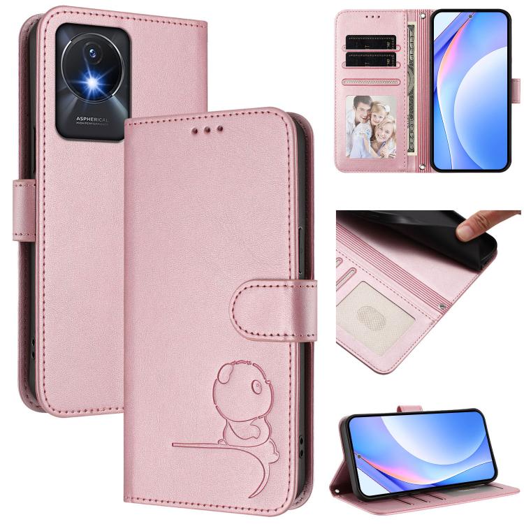 Litter Panda Embossing RFID Leather Phone Case with Lanyard, For vivo Y36 5G / 4G / India, For vivo V29 / V29 Pro, For vivo Y17s, For vivo Y02A / Y02 / Y11 2023 / Y02t