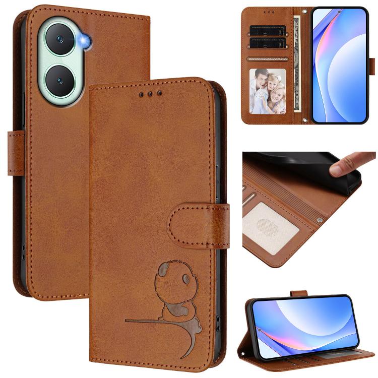 Litter Panda Embossing RFID Leather Phone Case with Lanyard, For vivo iQOO Z9s Pro / T3 Pro India, For vivo Y03 / Y18 India / Y28s, For vivo V40 Lite 5G / V30e 5G, For vivo S19