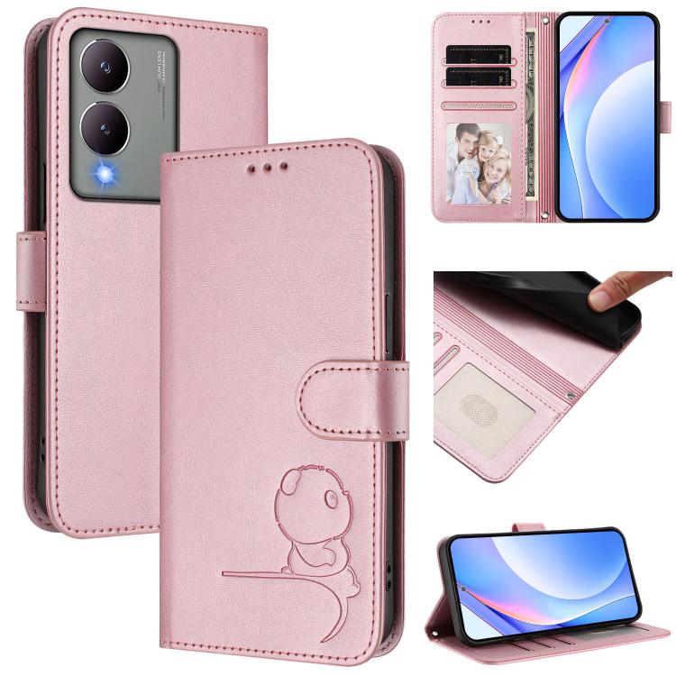 Litter Panda Embossing RFID Leather Phone Case with Lanyard, For vivo Y36 5G / 4G / India, For vivo V29 / V29 Pro, For vivo Y17s, For vivo Y02A / Y02 / Y11 2023 / Y02t