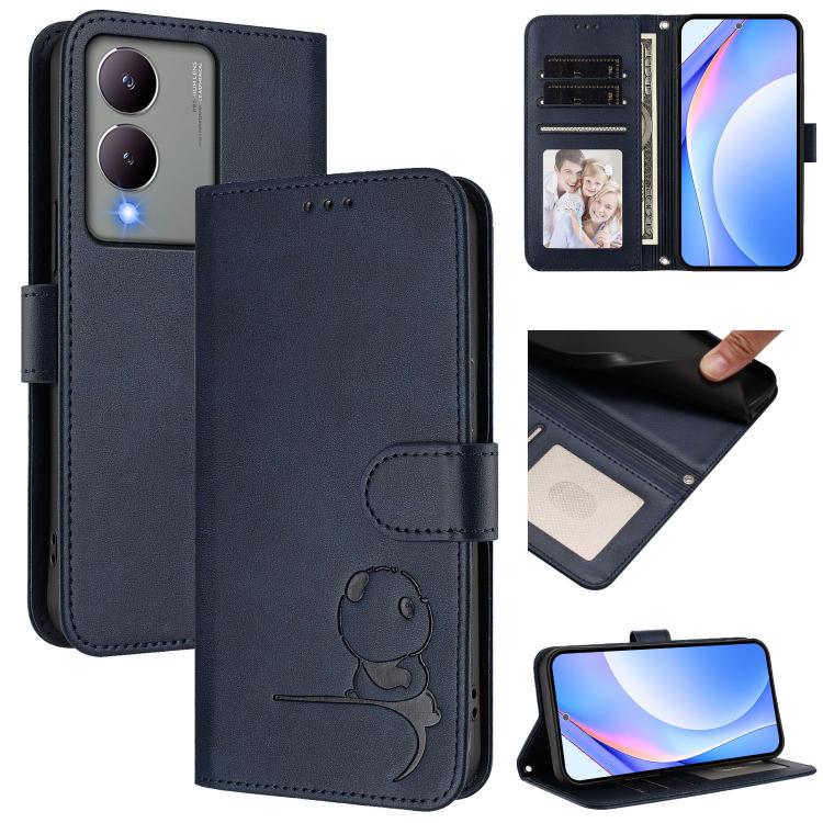 Litter Panda Embossing RFID Leather Phone Case with Lanyard, For vivo Y36 5G / 4G / India, For vivo V29 / V29 Pro, For vivo Y17s, For vivo Y02A / Y02 / Y11 2023 / Y02t