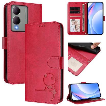 Litter Panda Embossing RFID Leather Phone Case with Lanyard, For vivo Y36 5G / 4G / India, For vivo V29 / V29 Pro, For vivo Y17s, For vivo Y02A / Y02 / Y11 2023 / Y02t