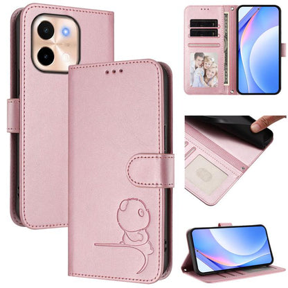 Litter Panda Embossing RFID Leather Phone Case with Lanyard, For vivo Y28 4G, For vivo X100s, For vivo Y38 / T3x, For vivo iQOO Z9x