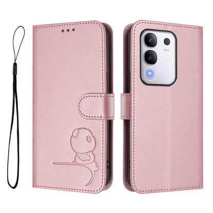 Litter Panda Embossing RFID Leather Phone Case with Lanyard, For vivo Y29 4G / T4x / Y300t / iQOO Z10x, For vivo V50 / V50e, For vivo V50 Lite 5G / 4G, For vivo Y39 5G