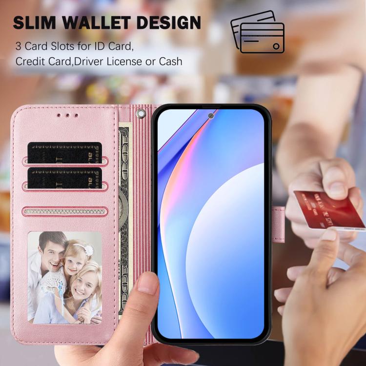 Litter Panda Embossing RFID Leather Phone Case with Lanyard, For vivo Y29 4G / T4x / Y300t / iQOO Z10x, For vivo V50 / V50e, For vivo V50 Lite 5G / 4G, For vivo Y39 5G