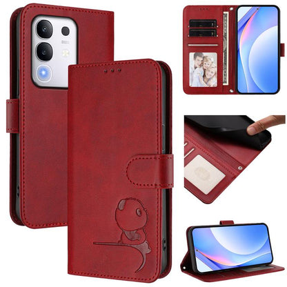 Litter Panda Embossing RFID Leather Phone Case with Lanyard, For vivo Y29 4G / T4x / Y300t / iQOO Z10x, For vivo V50 / V50e, For vivo V50 Lite 5G / 4G, For vivo Y39 5G