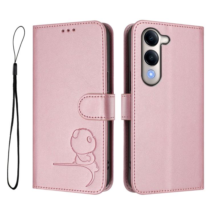 Litter Panda Embossing RFID Leather Phone Case with Lanyard, For vivo Y29s 5G / Y04 5G, For vivo Y19s 4G / Y29 5G, For vivo S20, For vivo S20 Pro