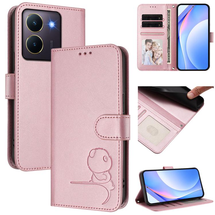Litter Panda Embossing RFID Leather Phone Case with Lanyard, For vivo Y36 5G / 4G / India, For vivo V29 / V29 Pro, For vivo Y17s, For vivo Y02A / Y02 / Y11 2023 / Y02t