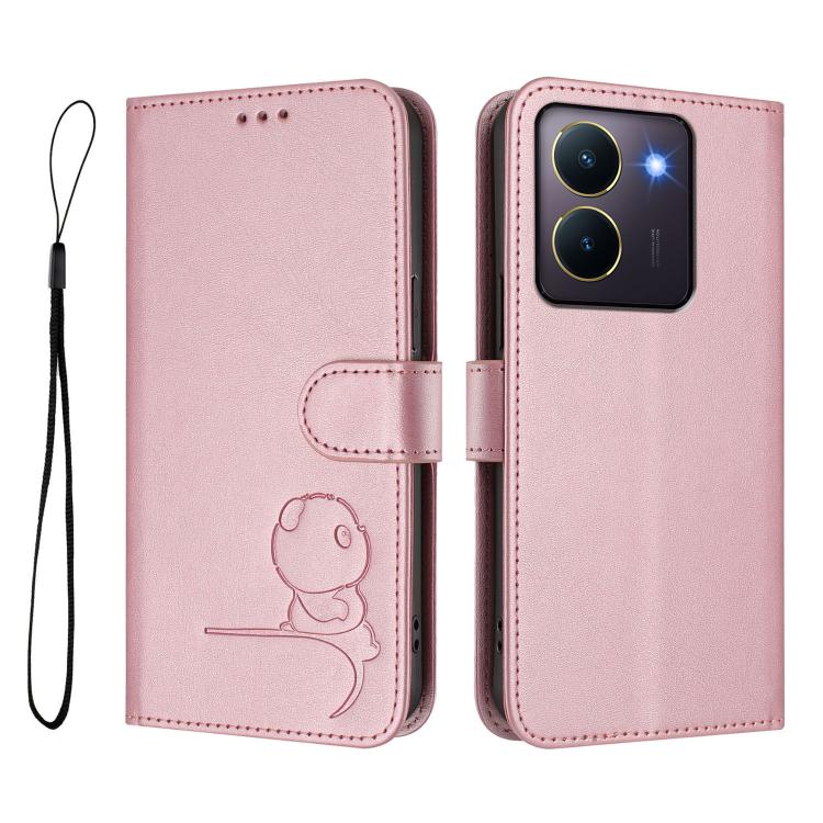 Litter Panda Embossing RFID Leather Phone Case with Lanyard, For vivo Y36 5G / 4G / India, For vivo V29 / V29 Pro, For vivo Y17s, For vivo Y02A / Y02 / Y11 2023 / Y02t