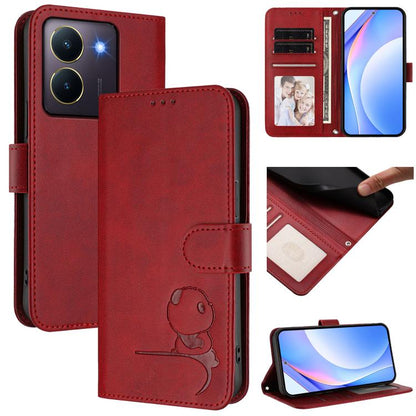 Litter Panda Embossing RFID Leather Phone Case with Lanyard, For vivo iQOO Z9 / Z9 Turbo, For vivo V30 / V30 Pro, For vivo V29e / Y200 5G / V30 Lite 5G, For vivo Y36 5G / 4G / India