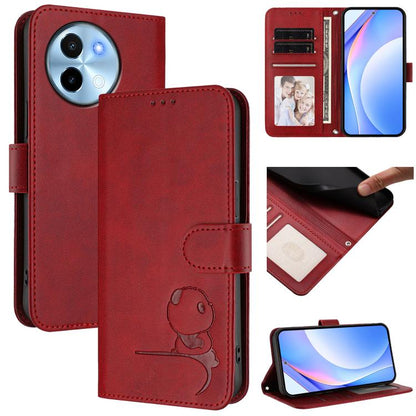 Litter Panda Embossing RFID Leather Phone Case with Lanyard, For vivo Y28 4G, For vivo X100s, For vivo Y38 / T3x, For vivo iQOO Z9x