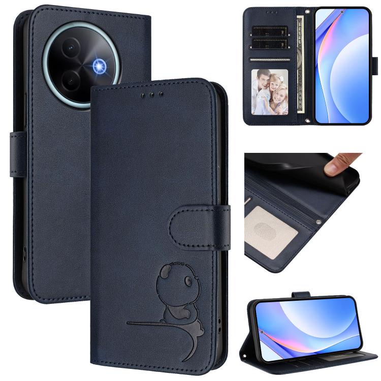 Litter Panda Embossing RFID Leather Phone Case with Lanyard, For vivo Y29 4G / T4x / Y300t / iQOO Z10x, For vivo V50 / V50e, For vivo V50 Lite 5G / 4G, For vivo Y39 5G