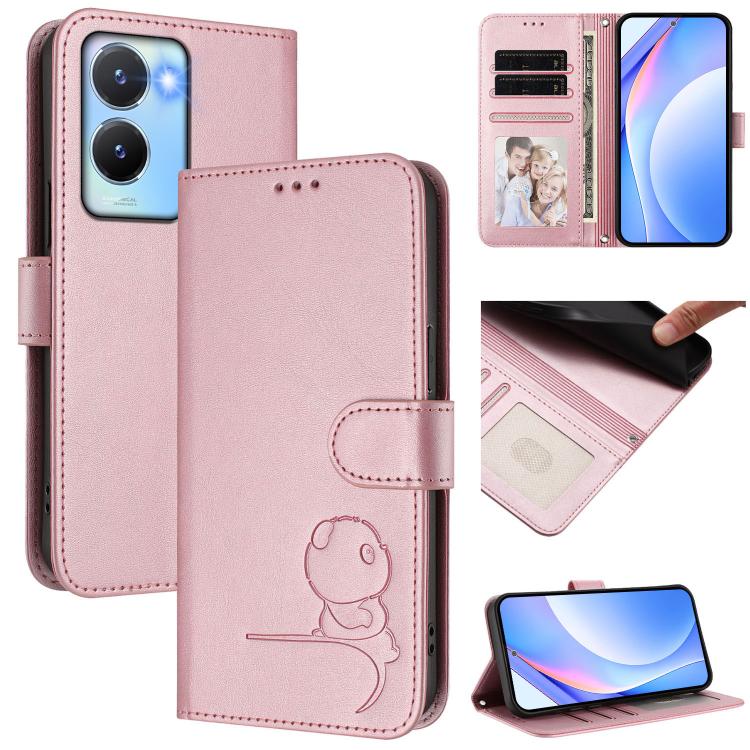Litter Panda Embossing RFID Leather Phone Case with Lanyard, For vivo Y78+ / Y78 / V29 Lite, For vivo Y56 / Y16 / Y02s, For vivo V27 / V27 Pro, For vivo V27e 4G / S16e 5G / T2 4G
