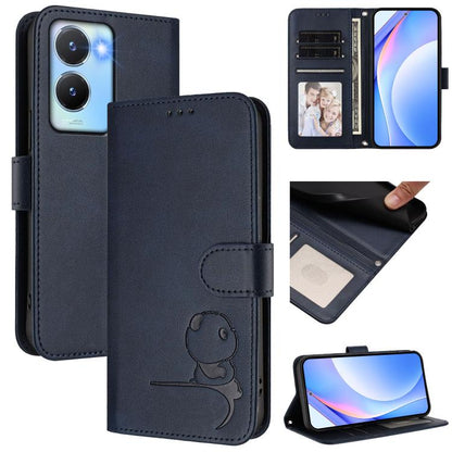 Litter Panda Embossing RFID Leather Phone Case with Lanyard, For vivo Y78+ / Y78 / V29 Lite, For vivo Y56 / Y16 / Y02s, For vivo V27 / V27 Pro, For vivo V27e 4G / S16e 5G / T2 4G