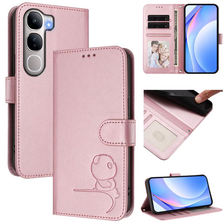 Litter Panda Embossing RFID Leather Phone Case with Lanyard, For vivo Y300 / V40 Lite 5G IDN, For vivo X200 Pro mini, For vivo V40e / iQOO Z9s, For vivo V40 / V40 Pro / T3 Ultra
