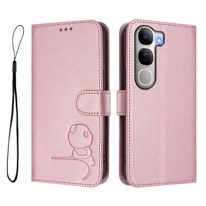 Litter Panda Embossing RFID Leather Phone Case with Lanyard, For vivo Y300 / V40 Lite 5G IDN, For vivo X200 Pro mini, For vivo V40e / iQOO Z9s, For vivo V40 / V40 Pro / T3 Ultra